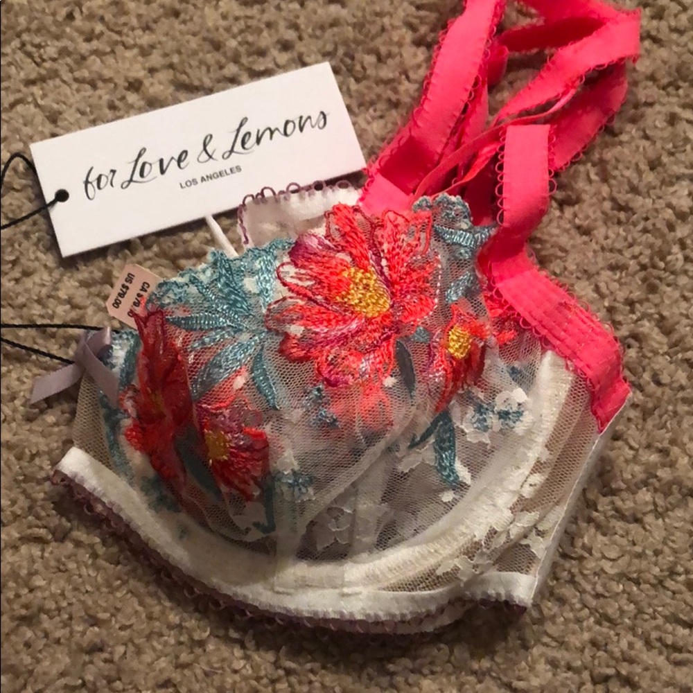 For Love and Lemons Embroidered Bra NWT